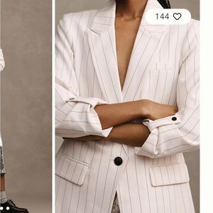Maeve Striped Roll-Sleeve Blazer NWT